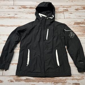 Columbia Black White Jacket Waterproof Omni Tech Windstopper Warm Casual M